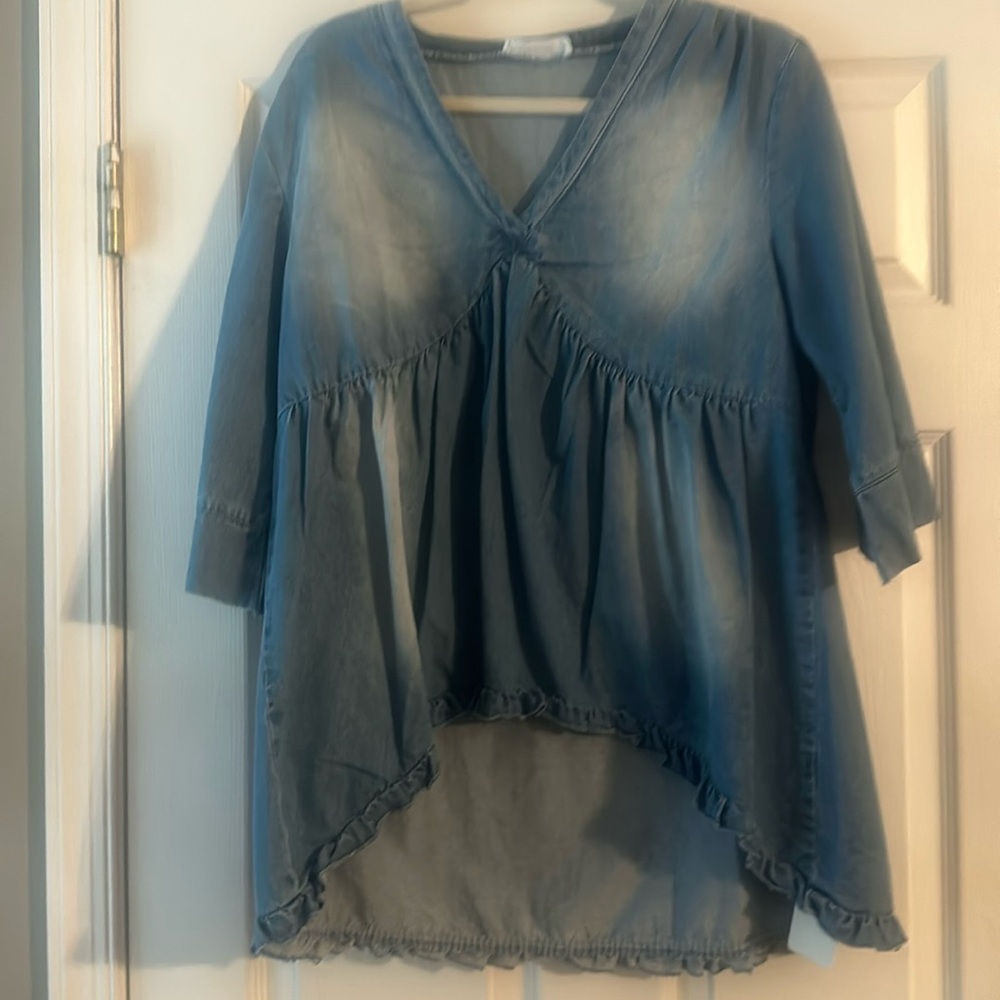 Boutique brand denim babydoll top